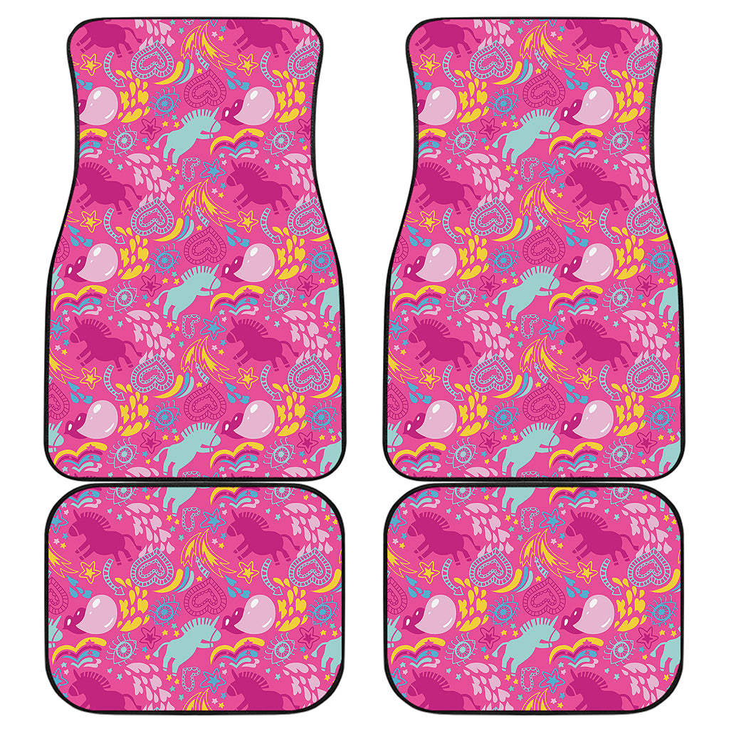 Pink Girly Unicorn Print Front and Back Car Floor Mats