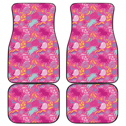 Pink Girly Unicorn Print Front and Back Car Floor Mats