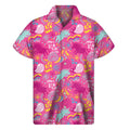 Pink Girly Unicorn Print Men's Short Sleeve Shirt
