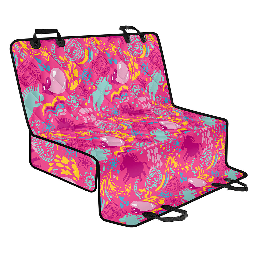 Pink Girly Unicorn Print Pet Car Back Seat Cover