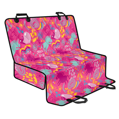 Pink Girly Unicorn Print Pet Car Back Seat Cover