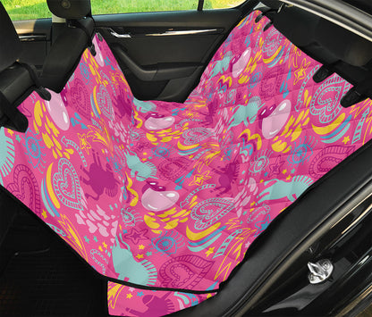 Pink Girly Unicorn Print Pet Car Back Seat Cover
