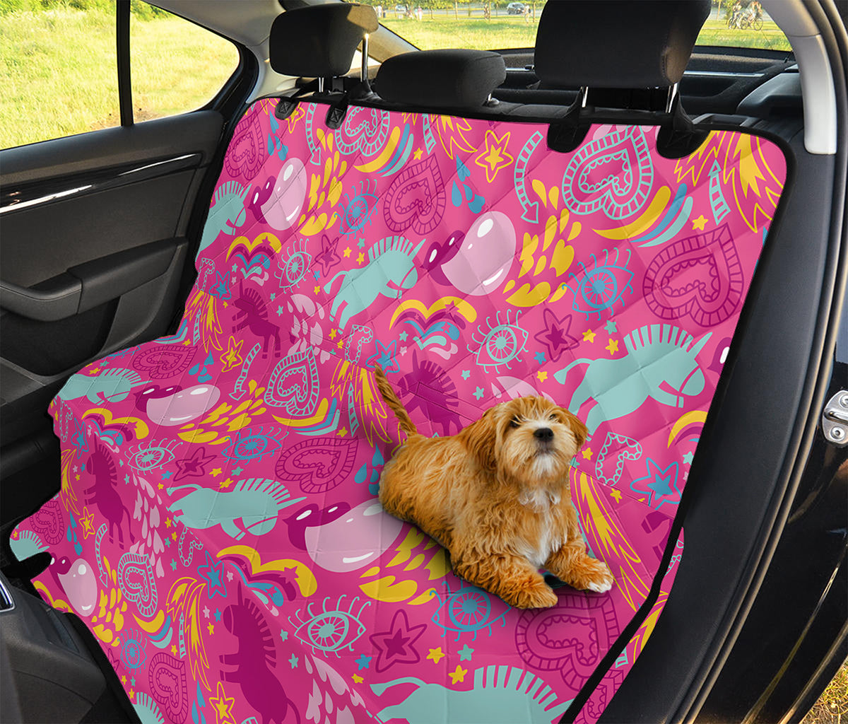 Pink Girly Unicorn Print Pet Car Back Seat Cover