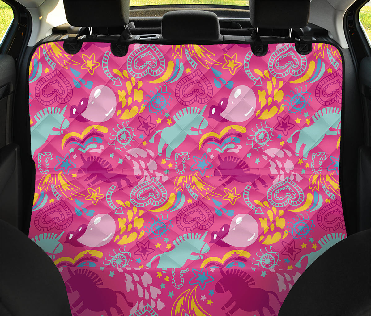 Pink Girly Unicorn Print Pet Car Back Seat Cover