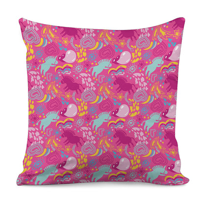 Pink Girly Unicorn Print Pillow Cover
