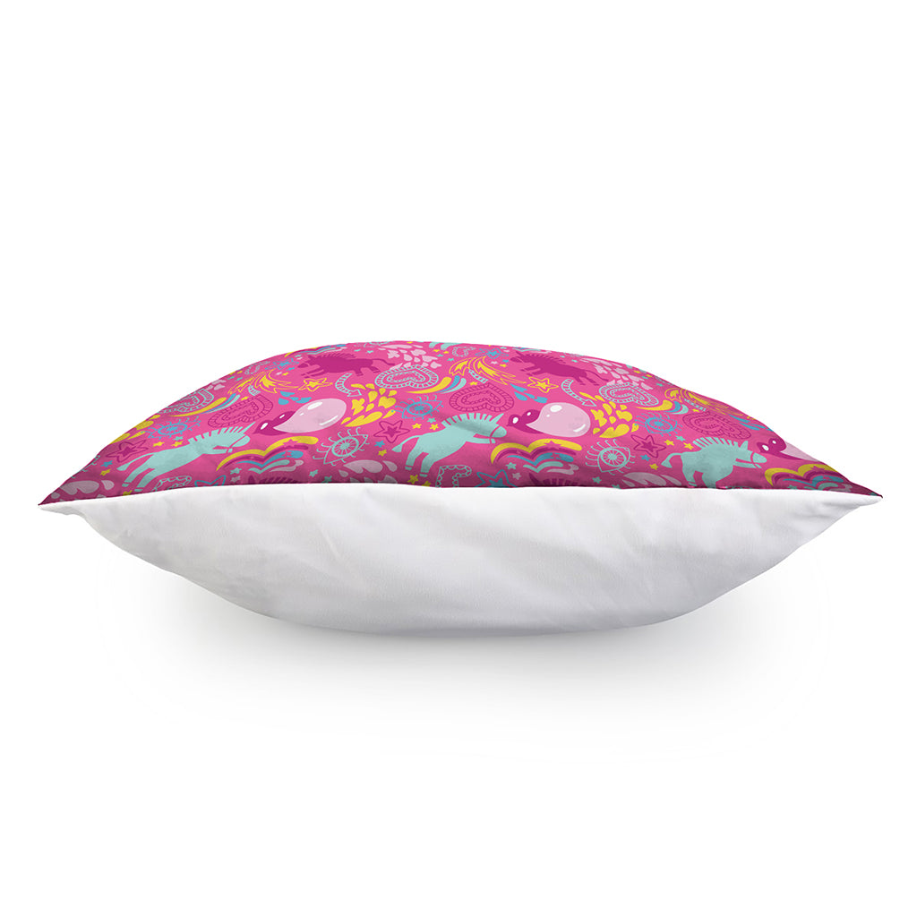 Pink Girly Unicorn Print Pillow Cover