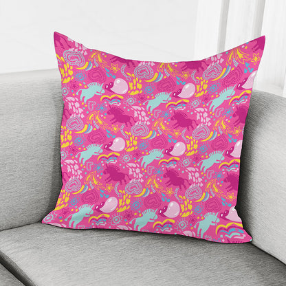 Pink Girly Unicorn Print Pillow Cover