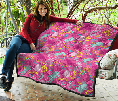 Pink Girly Unicorn Print Quilt