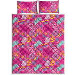 Pink Girly Unicorn Print Quilt Bed Set