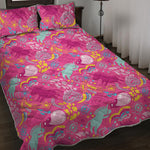 Pink Girly Unicorn Print Quilt Bed Set