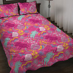 Pink Girly Unicorn Print Quilt Bed Set