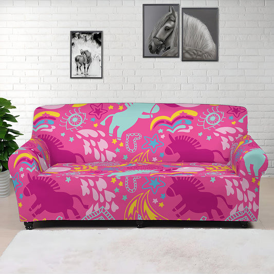 Pink Girly Unicorn Print Sofa Cover