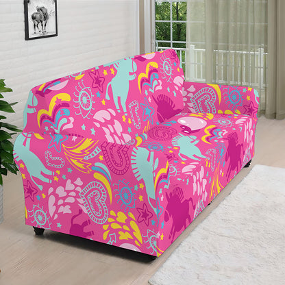 Pink Girly Unicorn Print Sofa Cover