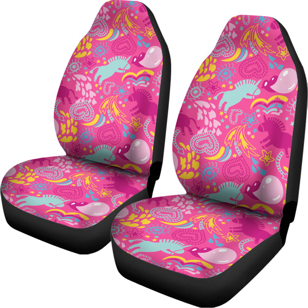 Pink Girly Unicorn Print Universal Fit Car Seat Covers