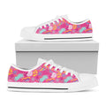 Pink Girly Unicorn Print White Low Top Sneakers