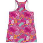 Pink Girly Unicorn Print Women's Racerback Tank Top