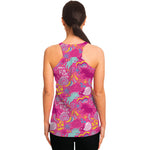 Pink Girly Unicorn Print Women's Racerback Tank Top