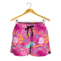 Pink Girly Unicorn Print Women's Shorts