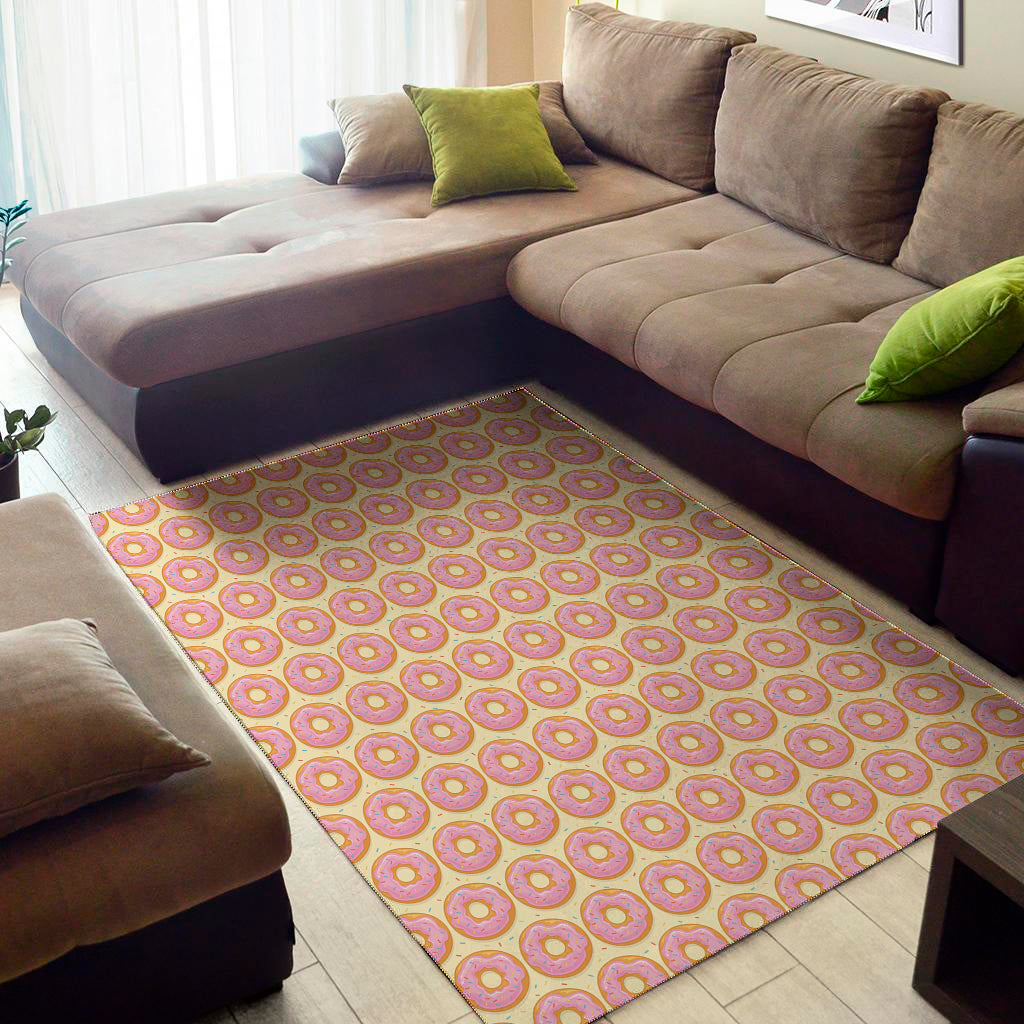 Pink Glazed Donut Pattern Print Area Rug