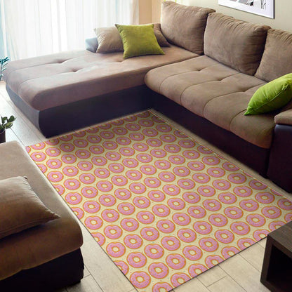 Pink Glazed Donut Pattern Print Area Rug
