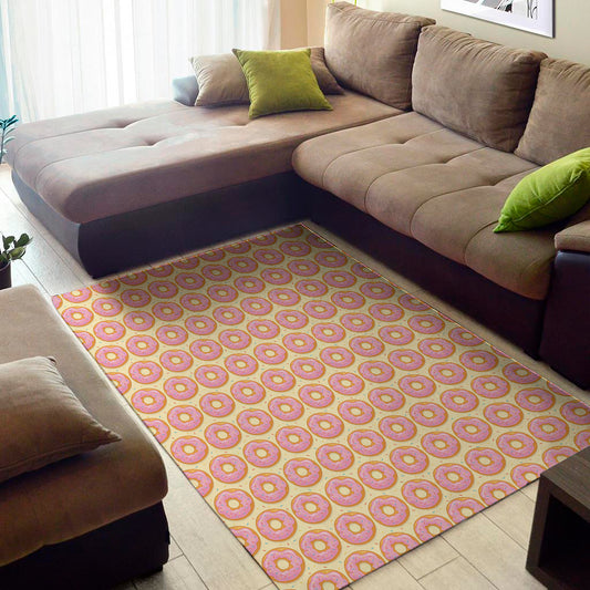 Pink Glazed Donut Pattern Print Area Rug