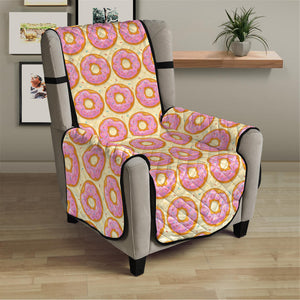 Pink Glazed Donut Pattern Print Armchair Protector