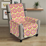 Pink Glazed Donut Pattern Print Armchair Protector