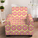 Pink Glazed Donut Pattern Print Armchair Slipcover