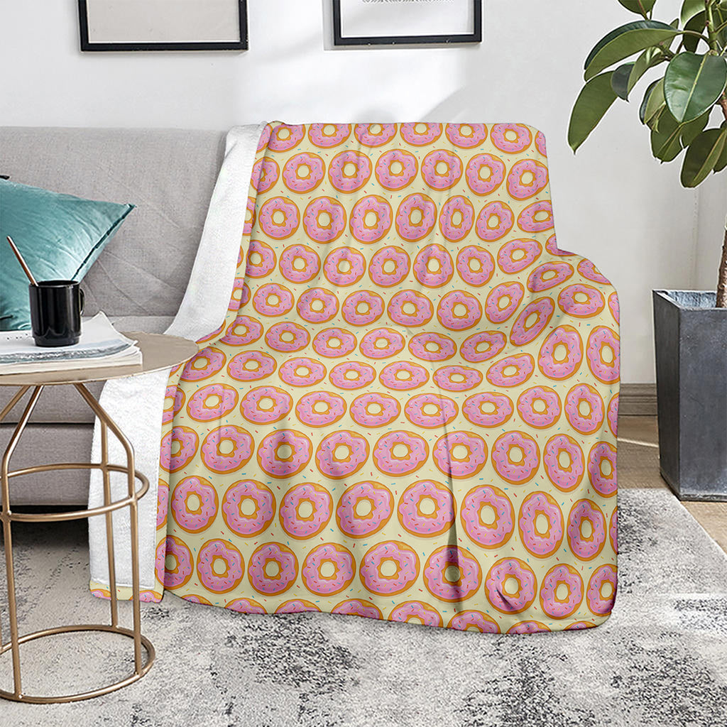 Pink Glazed Donut Pattern Print Blanket