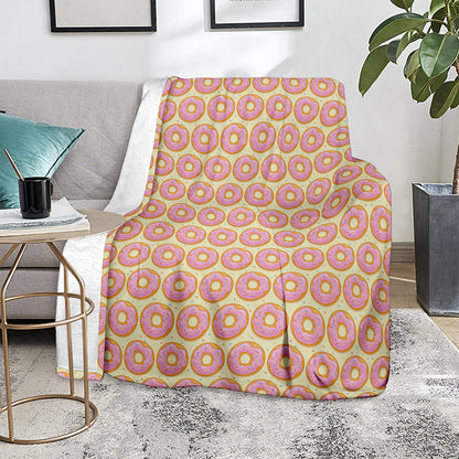 Pink Glazed Donut Pattern Print Blanket