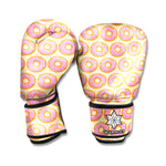 Pink Glazed Donut Pattern Print Boxing Gloves