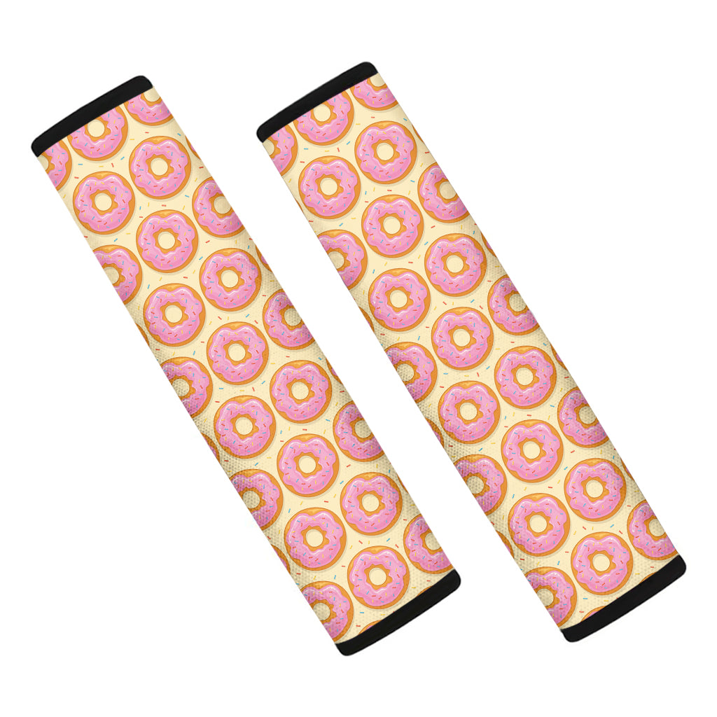 Pink Glazed Donut Pattern Print Car Seat Belt Covers