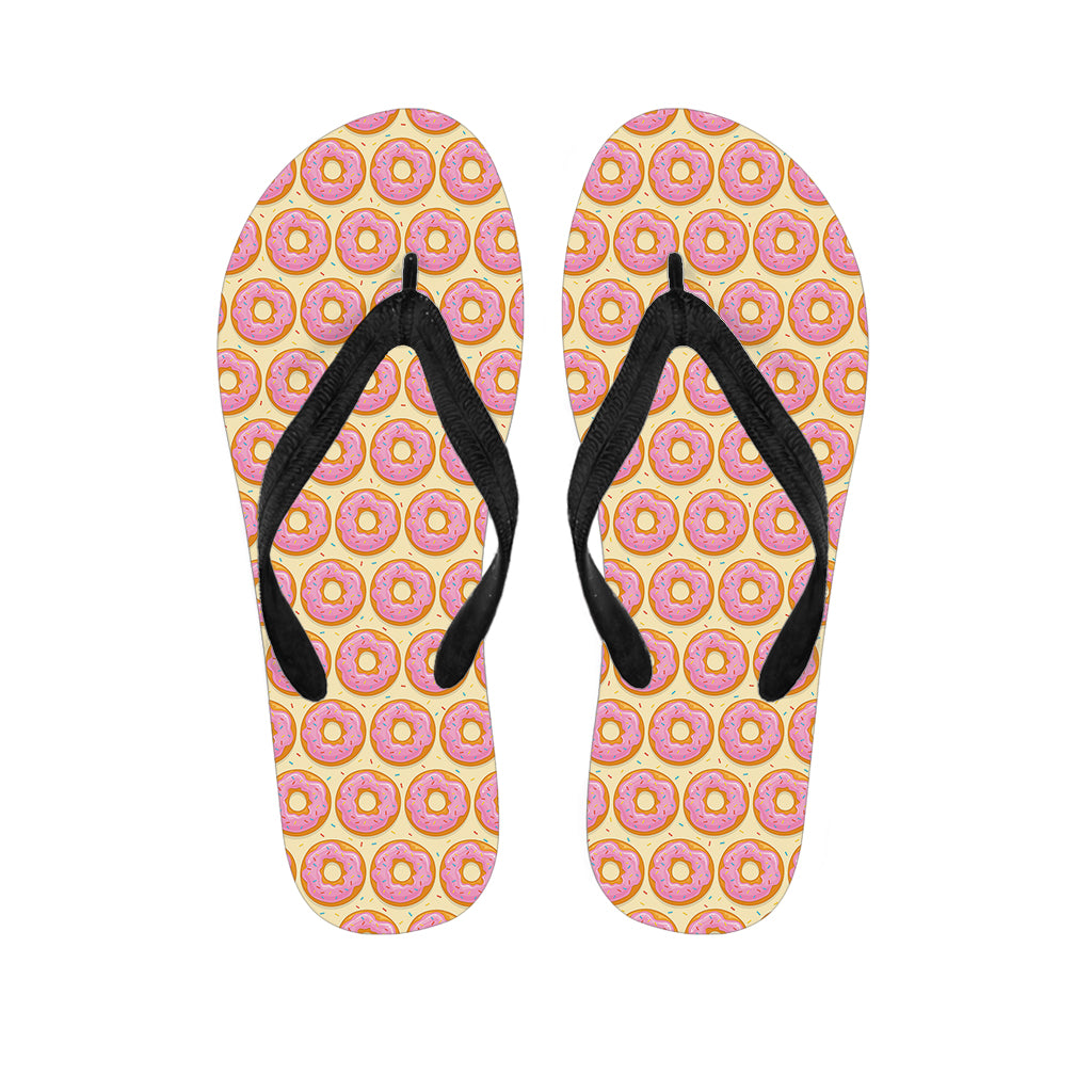 Pink Glazed Donut Pattern Print Flip Flops