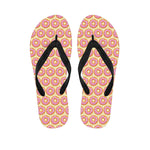 Pink Glazed Donut Pattern Print Flip Flops