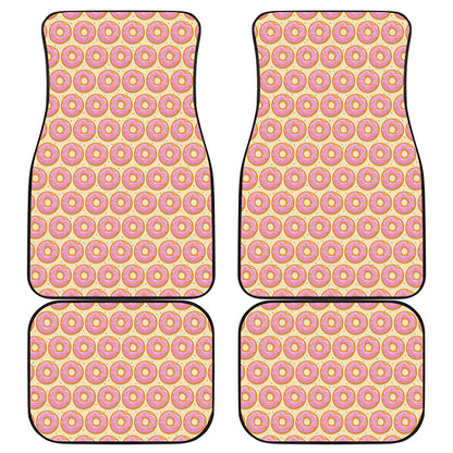 Pink Glazed Donut Pattern Print Front and Back Car Floor Mats