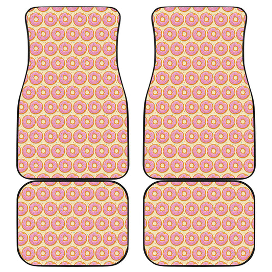 Pink Glazed Donut Pattern Print Front and Back Car Floor Mats