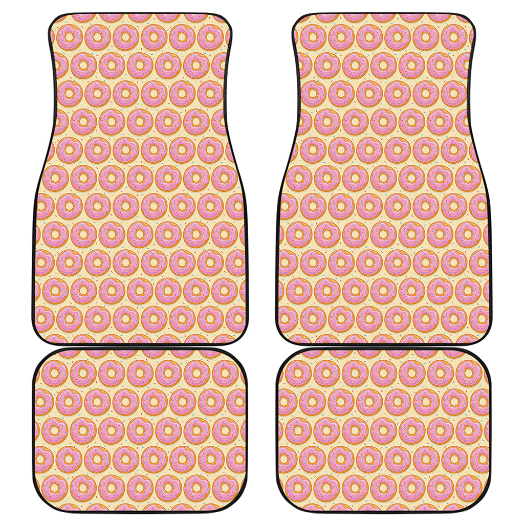 Pink Glazed Donut Pattern Print Front and Back Car Floor Mats