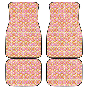 Pink Glazed Donut Pattern Print Front and Back Car Floor Mats