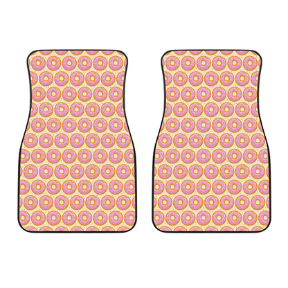Pink Glazed Donut Pattern Print Front Car Floor Mats