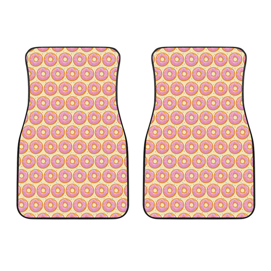 Pink Glazed Donut Pattern Print Front Car Floor Mats