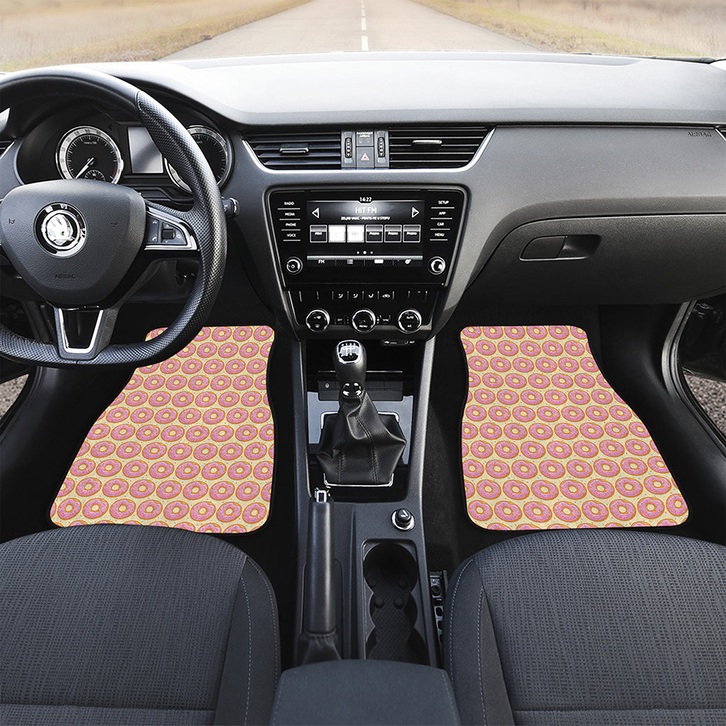 Pink Glazed Donut Pattern Print Front Car Floor Mats