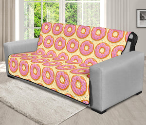 Pink Glazed Donut Pattern Print Futon Protector