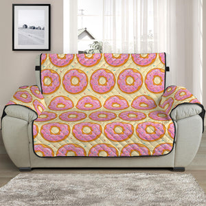 Pink Glazed Donut Pattern Print Half Sofa Protector