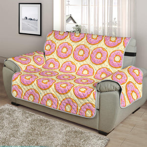 Pink Glazed Donut Pattern Print Half Sofa Protector