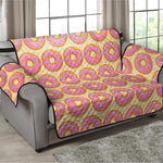 Pink Glazed Donut Pattern Print Loveseat Protector