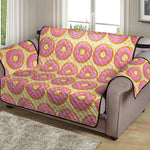 Pink Glazed Donut Pattern Print Loveseat Protector