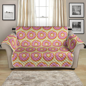 Pink Glazed Donut Pattern Print Loveseat Protector