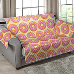 Pink Glazed Donut Pattern Print Loveseat Protector