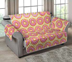 Pink Glazed Donut Pattern Print Loveseat Protector