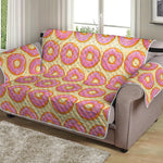 Pink Glazed Donut Pattern Print Loveseat Protector